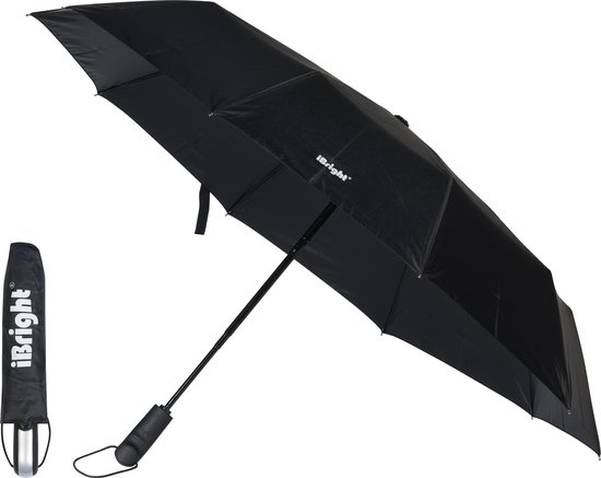 Parapluie Storm iBright Pliable - Pliable Automatiquement - Parapluie Tempête Extra Fort - Ø 105 Avec 10 Panneaux - Housse de protection incluse - Protection UV à 99%