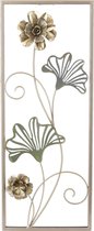 Muurdecoratie bloemen - Goudkleurig - Groen - Wanddecoratie - Botanisch