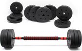 40kg DumbbellSet; dumbbell en barbell 2in1 met 16 halterschijven.  Handgewichten, gewichten met gekartelde greep, dubbel handgewicht, halter - MultiStrobe