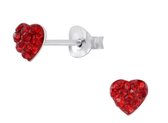 Joy|S - Zilveren hartje oorbellen - 5 mm - kristal rood