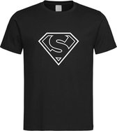 Zwart t-Shirt met letter S “ Superman “ Logo print Wit Size XL