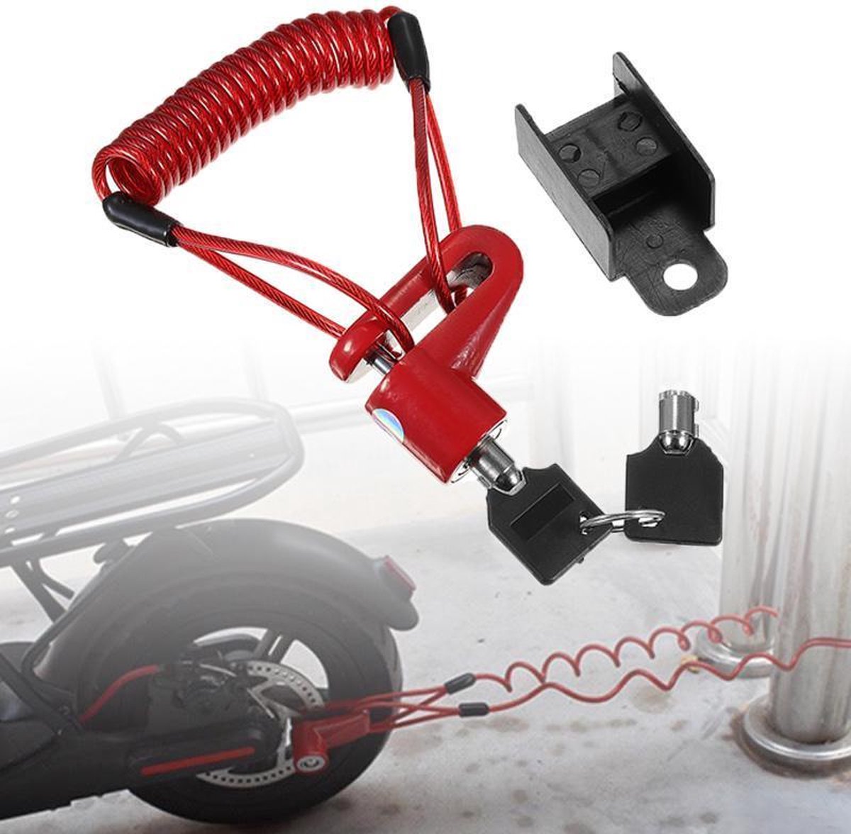 Afbeelding 3 van TECHPUNT Remschijfslot Rood voor Xiaomi M365 1S en Pro 2 Elektrische step | E-Scooter