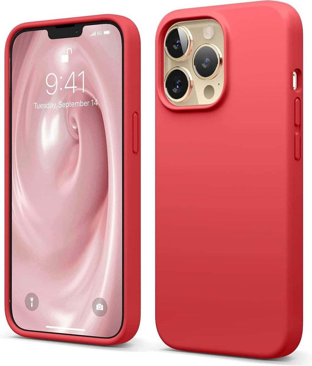 HB Hoesje Geschikt voor Apple iPhone 13 Pro - Rood - Siliconen Back Cover