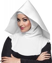 Set van 2x stuks nonnen verkleed hoofdkapjes Moeder Overste - Carnaval hoofd deksels wit - Voor volwassenen