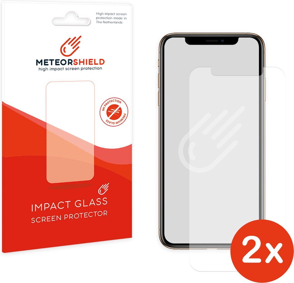 2 stuks: Meteorshield iPhone 11 Pro Max screenprotector - Ultra clear impact glass