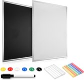 Navaris dubbelzijdig whiteboard en krijtbord - Magnetisch wandbord met planbord - Incl. stift, magneten en krijtjes - 40 x 60 cm - Om op te hangen