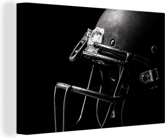 Canvas Schilderij American Football - Helm - Zwart - Wanddecoratie