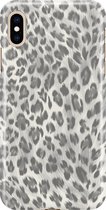 Apple iPhone XS Max Telefoonhoesje - Premium Hardcase Hoesje - Dun en stevig plastic - Met Dierenprint - Luipaard Patroon - Wit