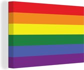 Canvas Schilderij Regenboog Vlag - Pride Vlag - Love - 90x60 cm - Wanddecoratie