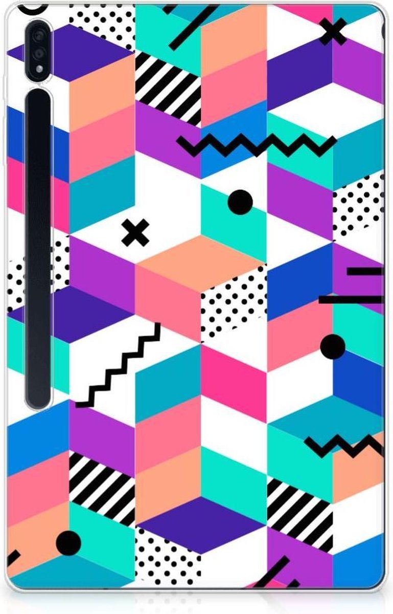 Samsung Galaxy Tab S7 Plus | S8 Plus Back Cover Blokken Kleurrijk