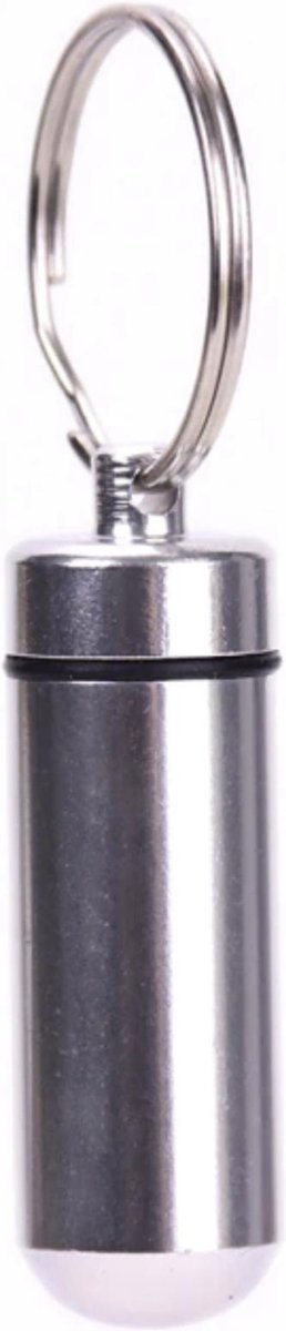 Goedkoopste Cabantis Mini-Pillendoos Sleutelhanger|Pillen Organizer|Medicijn Doosje|Sleutelhanger|Zilver