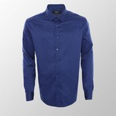 Vercate - Strijkvrij Overhemd -  Donkerblauw - Regular-Fit van Bamboe - Maat XL