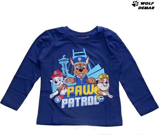 Paw Patrol Nickelodeon Longsleeve - T-shirt - Donkerblauw. Maat 128 cm / 8 jaar
