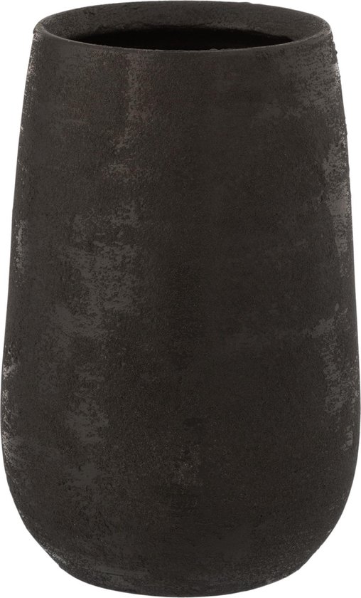 J-Line vaas Oneffen Ruw - keramiek - zwart - small - 31.00 cm hoog