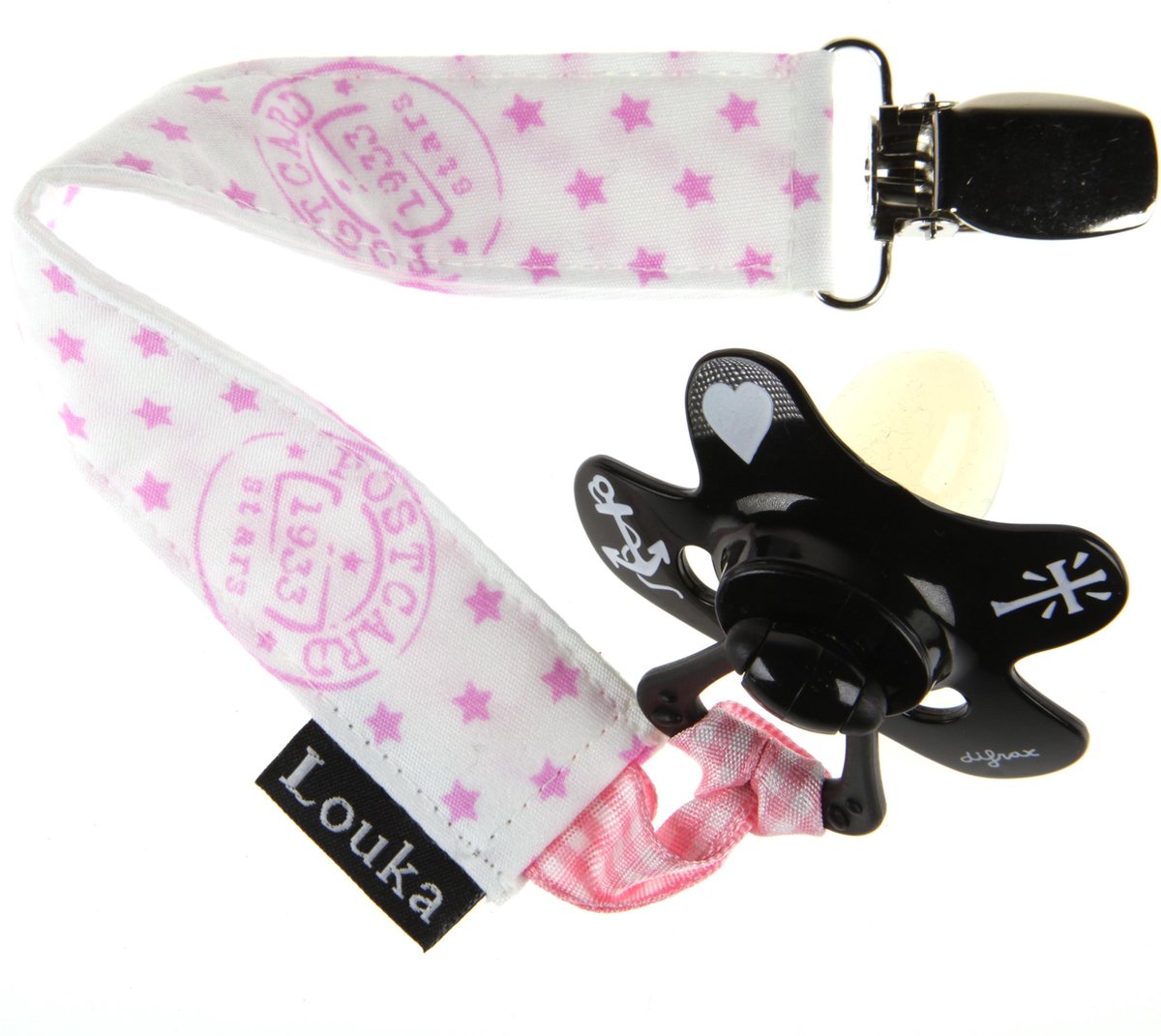 Goedkoopste Louka Speenkoord stempel en ster roze - speenketting