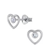 Joy|S - Zilveren hartje oorbellen - 7 mm - kristal