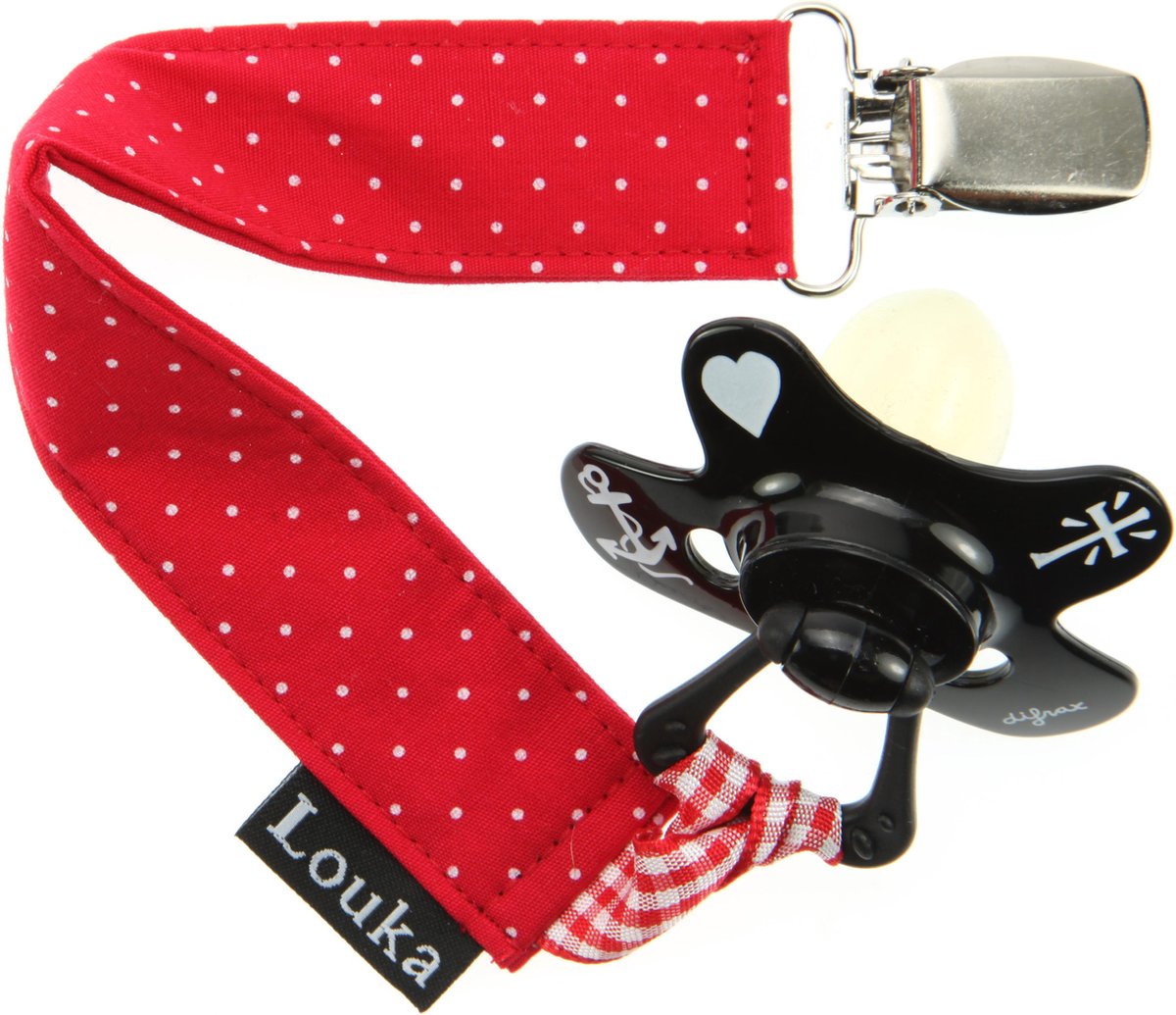 Goedkoopste Louka Speenkoord rood met kleine witte stip - speenketting