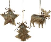 Kerst  Figuur Mdf 3Ass  Reindeer - Star - Tree Bruin L0.50-W14.50-H14.50cm