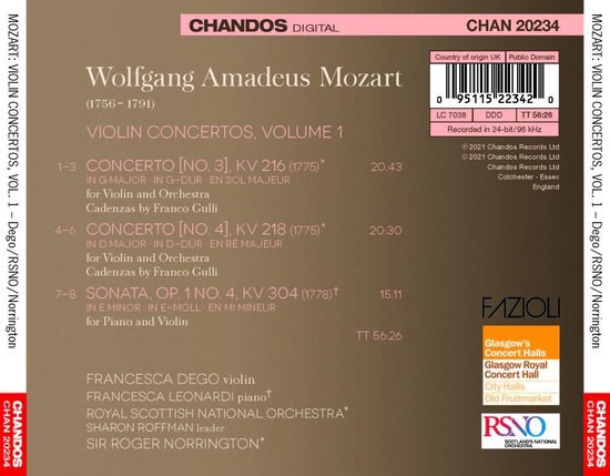 Mozart: Violin Concertos, KV216 & KV218