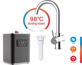 More4Home - 3-in-1 kokendwaterkraan - kokend water kraan - waterkoker - heetwaterdispenser - Keukenkranen - Chroom RVS C-Vorm