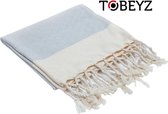 Tobeyz Handdoek Beige 100% Katoen | 50x 100 cm |Hamamdoek  - Spahanddoek - Saunadoek - Licht bruin