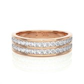 Rosè gouden dames ring, 14 karaat witgoud bezet met diamanten