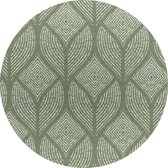MixMamas Rond Tafelkleed Gecoat Jacquard- Ø 160 cm – Ogee - Groen / Grijs
