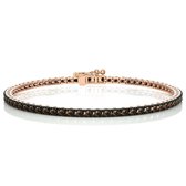 Diamanten tennis armband dames,  bezet met bruine diamanten - 14 karaat rosè goud, 18 cm