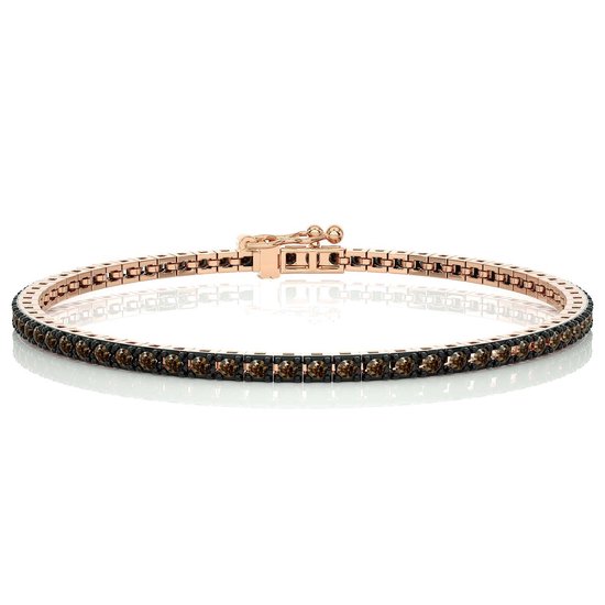 correct De layout Overwegen Diamanten tennis armband dames, bezet met bruine diamanten - 14 karaat rosè  goud, 18 cm | bol.com
