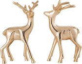 Kerst Deco set van 2 herten tafeldecoratie dierenfiguur metaal kerstdecoratie gold