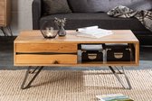 Salontafel met massieve boomrand met Lade 110 cm geolied wild eiken