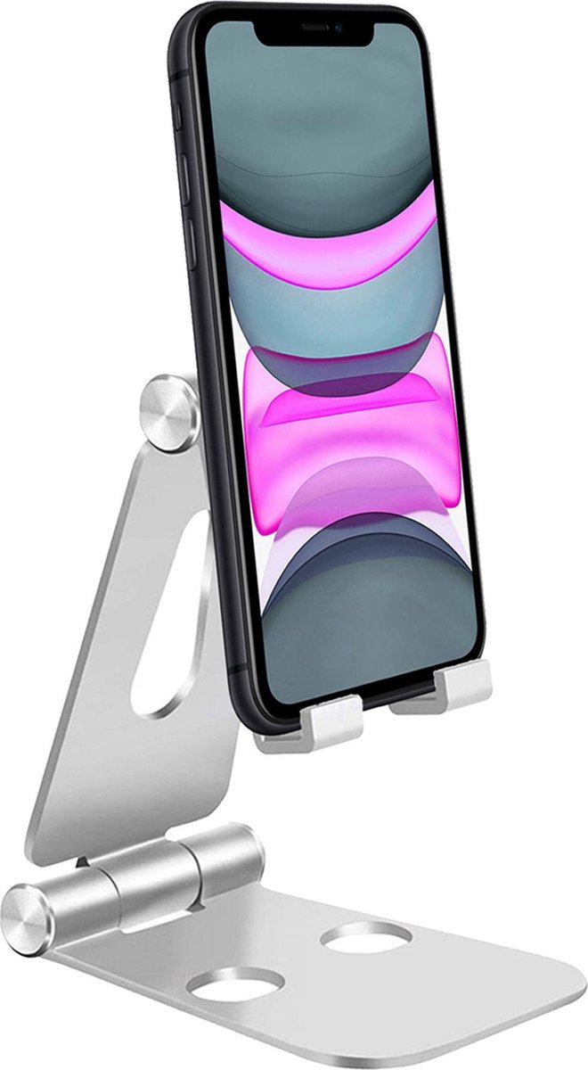 Telefoonstandaard Bureau Smartphone Aluminium Telefoon Standaard Telefoon Houder - Zilver