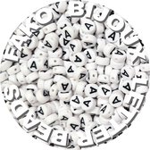 Fako Bijoux® - Letterkralen Rond A - Letter Beads - Alfabet Kralen - Klinkers - Sieraden Maken - 7mm - 250 Stuks - Wit