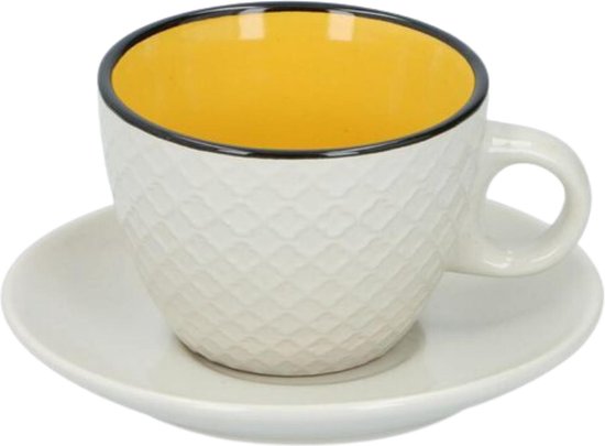 Orange85 Koffiekopjes - met Schotel - Set van 4 - 200ml - 10x10x6.5 cm -  Cappuccino -... | bol.com