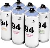 MTN 94 Rosemary Blue - lavendelblauwe spuitverf - 6 stuks - 400ml lage druk en matte afwerking