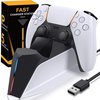 foto van PS5 OPLAADSTATION -KYDLAN Opladingsstation voor PS5-controller, PS5-accessoires Dualsense oplaadstation met snel oplaadtype C-kabel voor PlayStation5-controller, oplader voor PS5 draadloze controller met 2 LED-indicatoren - (WK 02123)