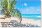 Tropisch strand met palmboom - 252 Stukjes puzzel voor volwassenen - Natuur