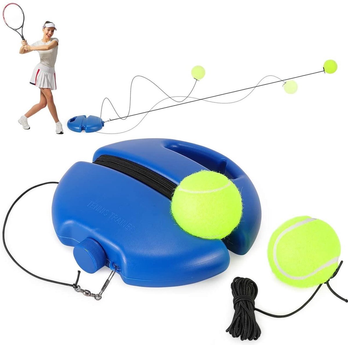 FitPure Tennistrainer : 2 Tennisballen aan Elastiek