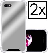 Hoes Geschikt voor iPhone SE 2020 Hoesje Siliconen Cover Shock Proof Back Case Shockproof Hoes - Zilver - 2x