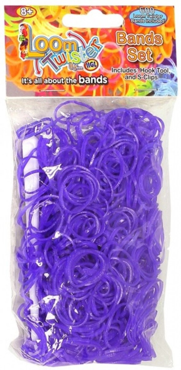 Loombandjes Loom Twister Paars 600 bandjes inclusief haakjes en tool