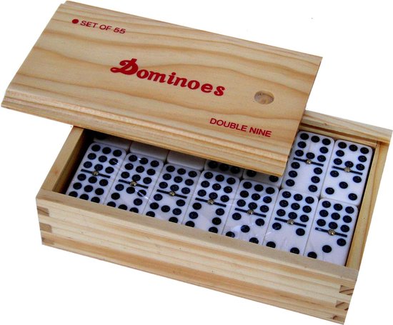 Afbeelding van het spel Domino dubbel 9 dik met pin,55 stenen A kwaliteit