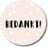 Cadeausticker Bedankt 25 stuks - Sluitsticker - Traktatiesticker Bedankt - Wensetiket - rond 45 mm - Zwart Roze Wit - 25 stuks - Sticker Bedankt - Traktatie sticker