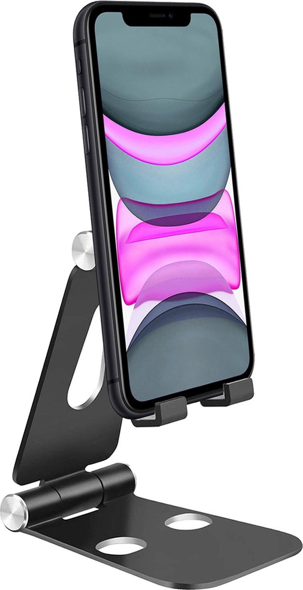 Telefoonstandaard Bureau Smartphone Aluminium Telefoon Standaard Telefoon Houder - Zwart