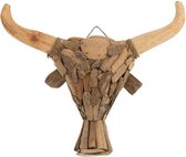 J-Line Muurdecoratie Stier Drijfhout Naturel Medium