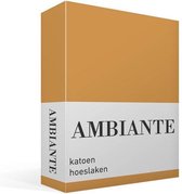Ambiante Cotton Uni - Hoeslaken - Eenpersoons - 90x210/220 cm - Ochre