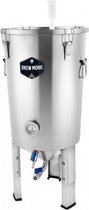 Brew Monk™ Vergistingsvat 30 Liter - Brouwketel - Maischketel - RVS - Bierbrouwpakket Voor De Echte Brouwmeester - Conische Bodem - Stapelbaar- Waterslot - Vaderdag Cadeau - Vaderd