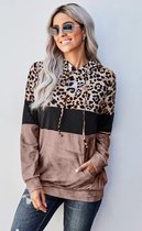 Hoodie Trui Dames - Luipaardprint Bruin - Maat M