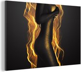 Décoration murale Métal - Aluminium - Corps - Or - Feu - 90x60 cm
