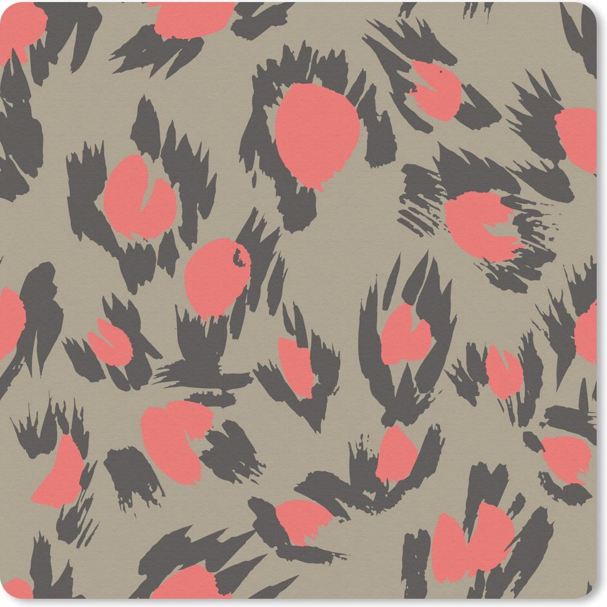 Muismat 30x30 cm - Mousepad Patronen - Panterprint - Roze - Taupe - Muismatten