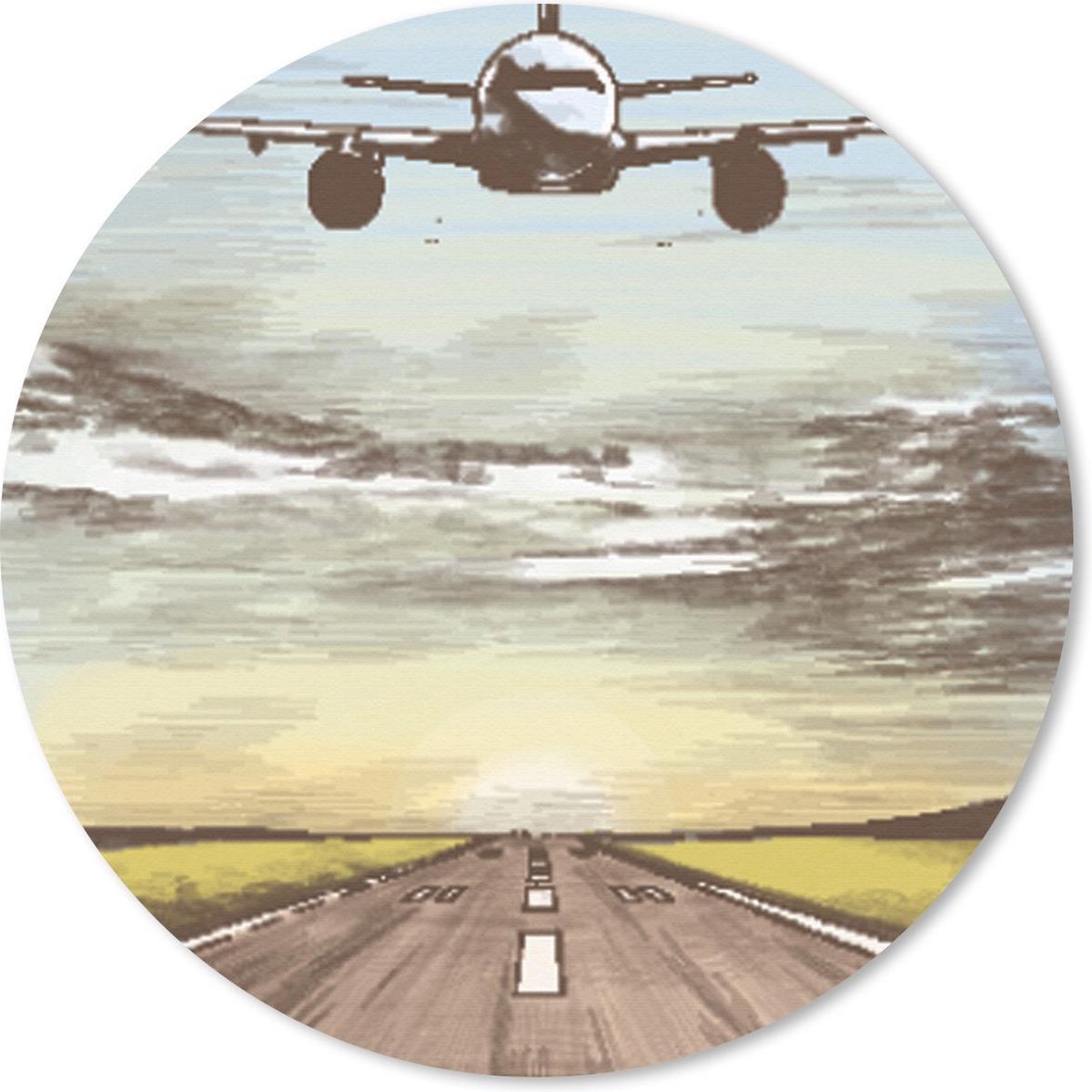 Muismat rond 30x30 cm - Mousepad Vliegtuig - Lucht - Zon - Ronde muismatten
